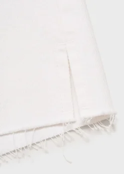 MANGO Denim shorts with frayed hem White Hot