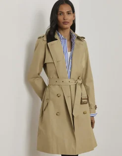 Double-Breasted Cotton-Blend Trench Coat>Lauren Ralph Lauren Clearance