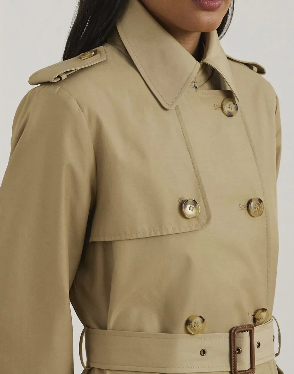 Double-Breasted Cotton-Blend Trench Coat>Lauren Ralph Lauren Clearance