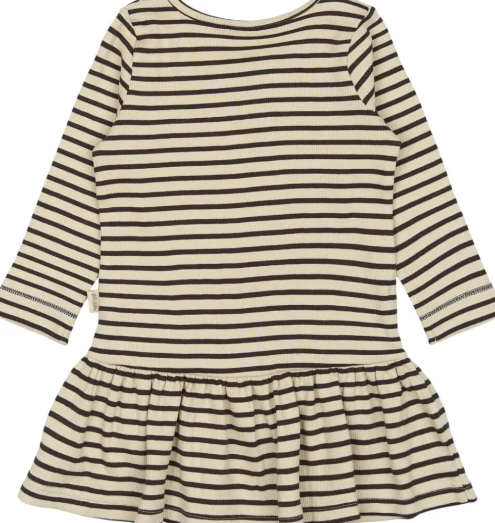 PETIT PIAO Dress L/S Modal Striped Coffee bean/off w Online