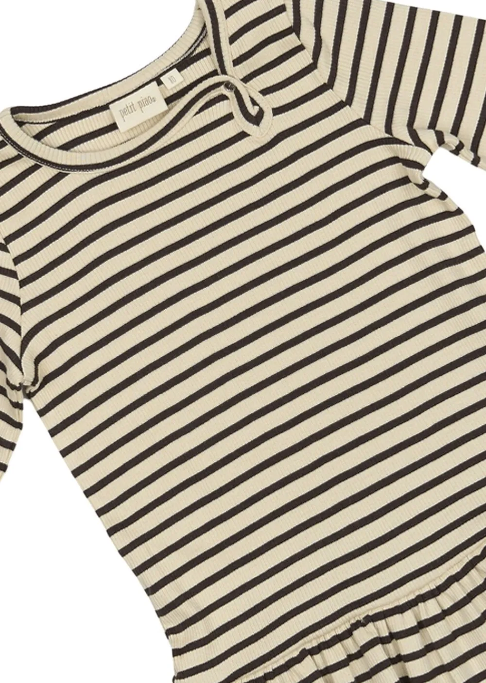 PETIT PIAO Dress L/S Modal Striped Coffee bean/off w Online