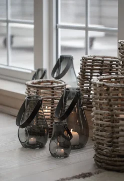 Holmegaard DWL Lanterne, smoke m. sort hank, H 25 cm New