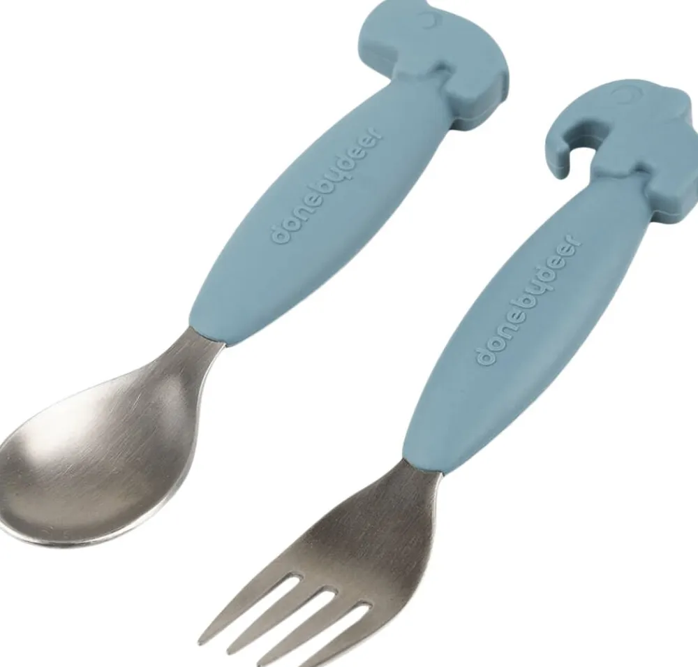 Børn Done by Deer Easy-grip ske og gaffel sæt Deer friends