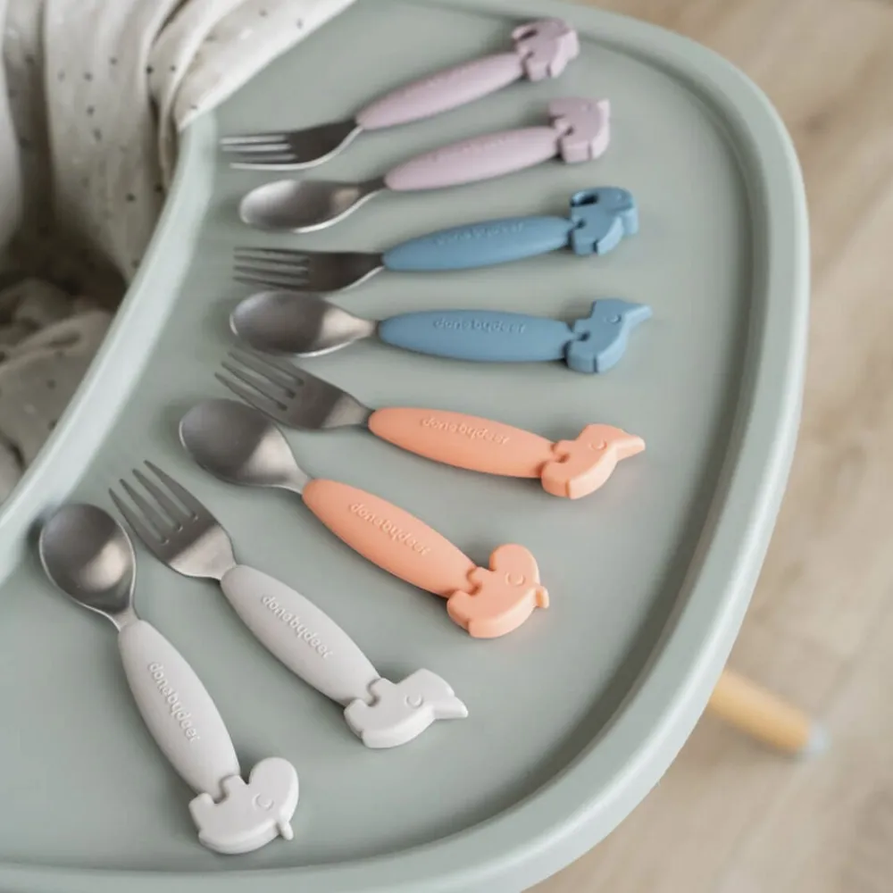 Børn Done by Deer Easy-grip ske og gaffel sæt Deer friends