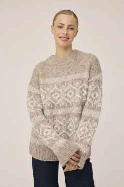 Magasin du Nord Collection Ella 3 Striksweater - GRS Sand melange Online