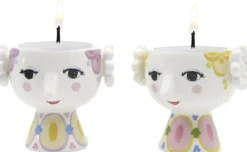 Eva Fyrfadsstage Ø6. 5 cm gul/lavendel 2 stk.><noscript><img width=