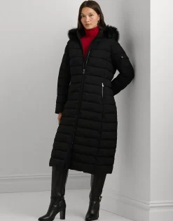 Dame Lauren Ralph Lauren Faux-Fur-Trim Quilted Hooded Coat