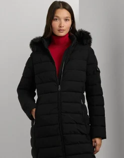 Dame Lauren Ralph Lauren Faux-Fur-Trim Quilted Hooded Coat
