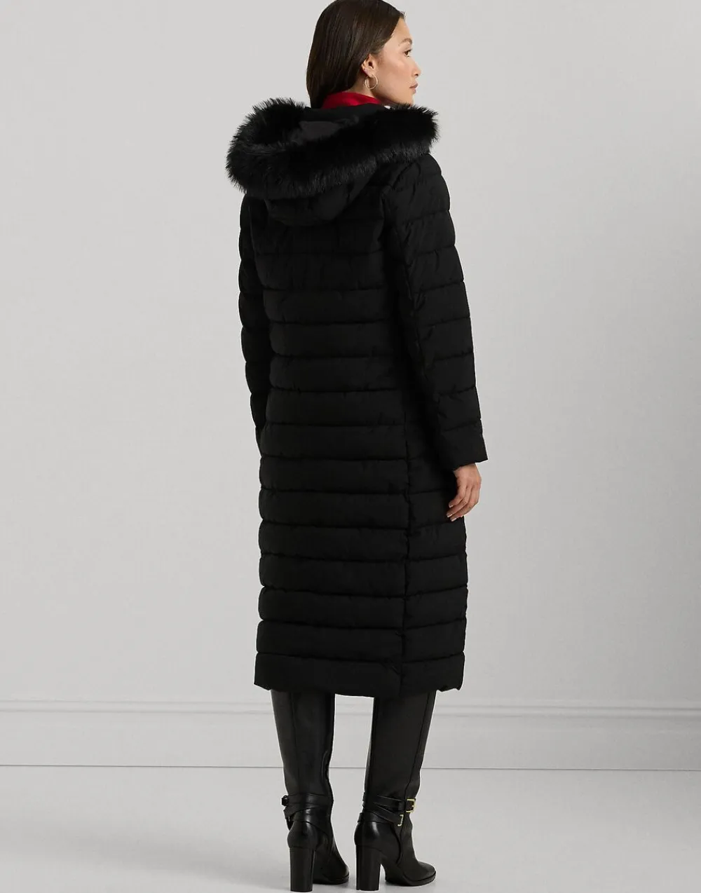 Dame Lauren Ralph Lauren Faux-Fur-Trim Quilted Hooded Coat