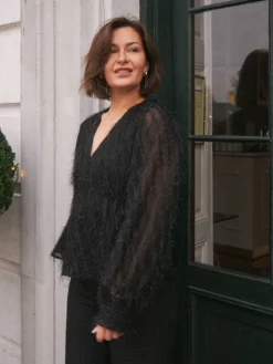 Neo Noir Fiana Frilly Blouse Black Hot