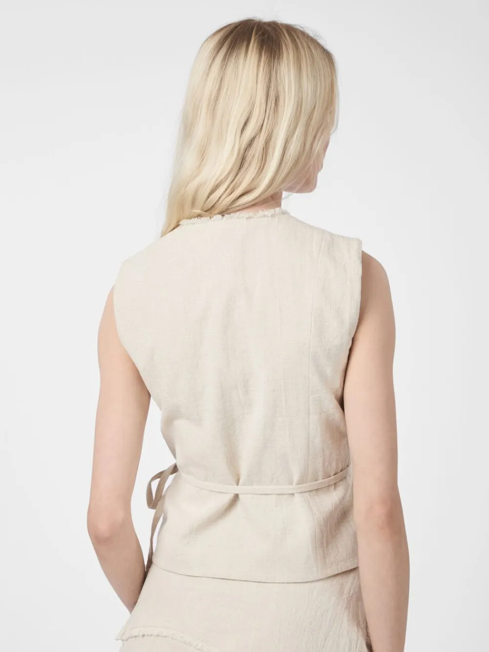 Neo Noir Filora Ramie Wrap Waistcoat Natural Sale