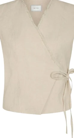 Neo Noir Filora Ramie Wrap Waistcoat Natural Sale