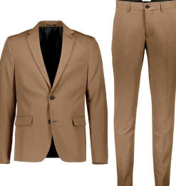Lindbergh Fine twill stretch suit M&oslash;rk sand Sale