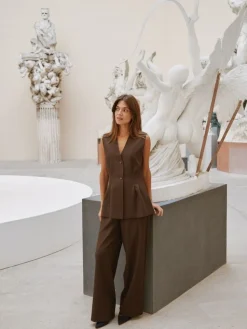 Neo Noir Finna Structure Vest Dark brown Sale