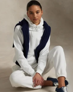 Polo Ralph Lauren Fleece Pullover Hoodie Hvid Sale