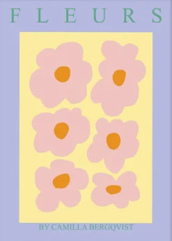 Poster & Frame Fleurs gul Lyser&oslash;d Sale