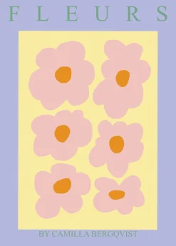 Poster & Frame Fleurs gul Lyser&oslash;d Sale