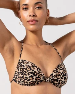 Understatement Flipped Triangle Bikini Top Leopard Sale