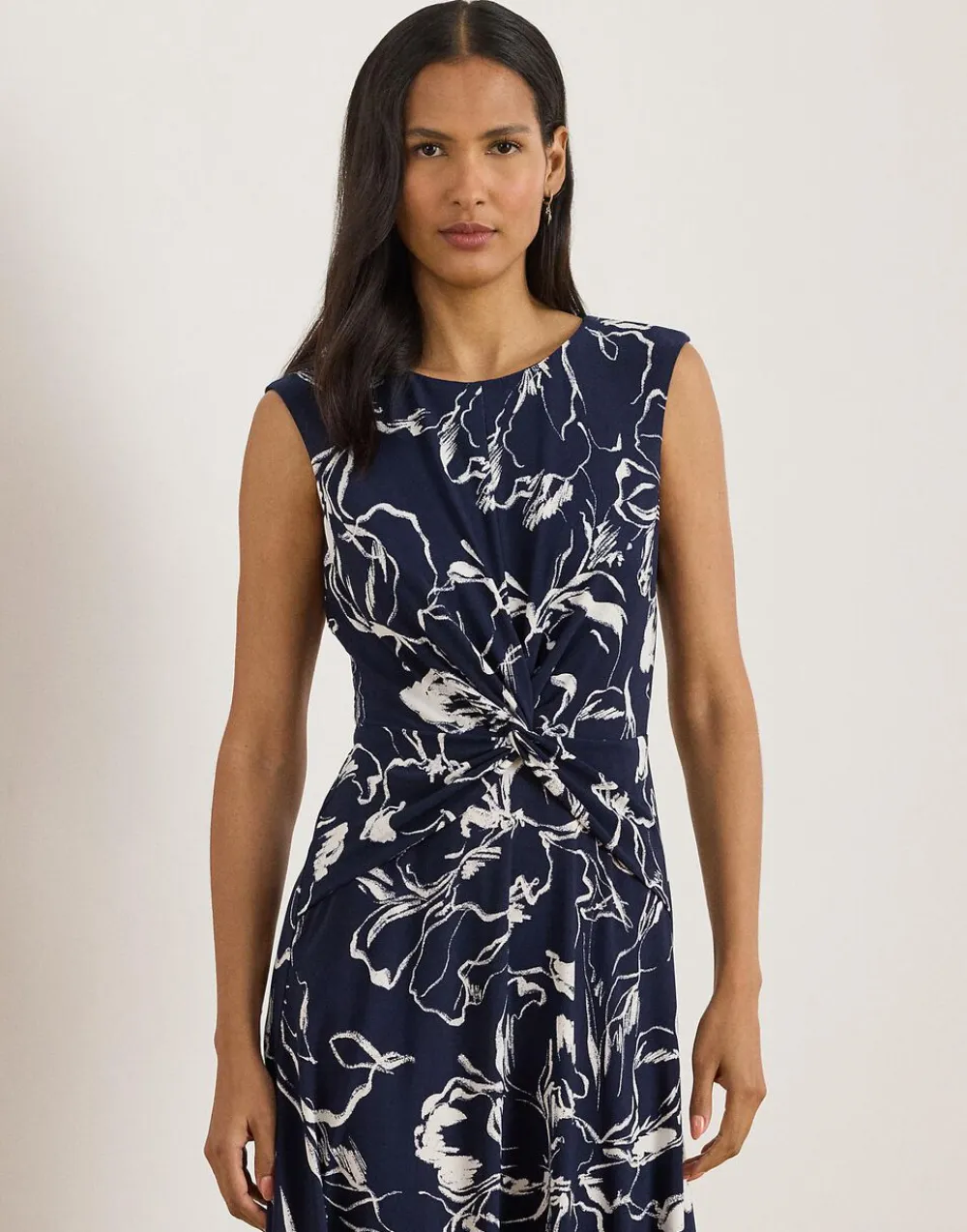 Lauren Ralph Lauren Floral Twist-Front Jersey Dress Navy/white Online