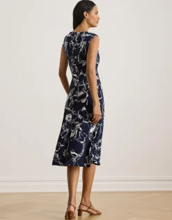 Lauren Ralph Lauren Floral Twist-Front Jersey Dress Navy/white Online
