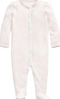 Børn Polo Ralph Lauren Floral-Trim Cotton Coverall