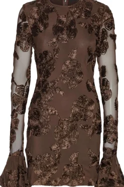 ROTATE Birger Christensen FLOWER MESH MINI DRESS Chicory coffee Hot