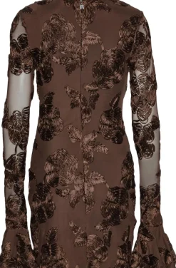 ROTATE Birger Christensen FLOWER MESH MINI DRESS Chicory coffee Hot