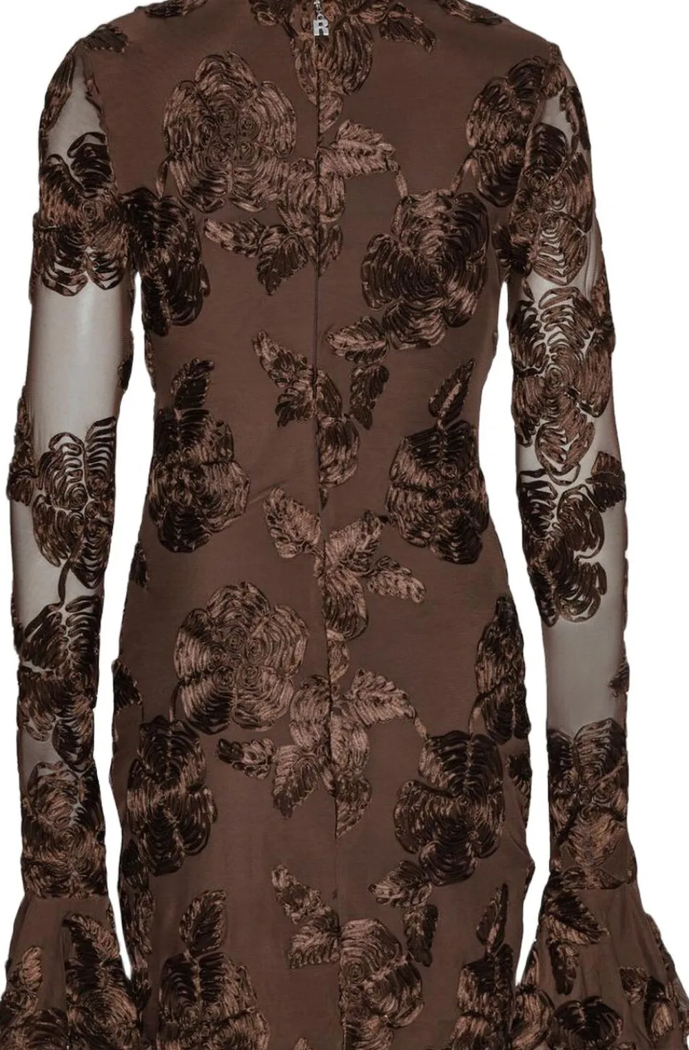 ROTATE Birger Christensen FLOWER MESH MINI DRESS Chicory coffee Hot
