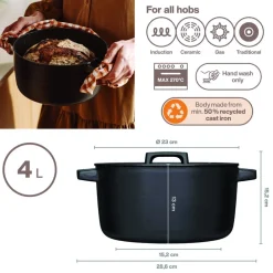 Fiskars Folken Gryde emaljeret Støbejern 4L