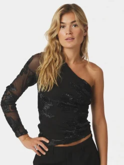 Friana Big Flower Mesh Blouse>Neo Noir Hot