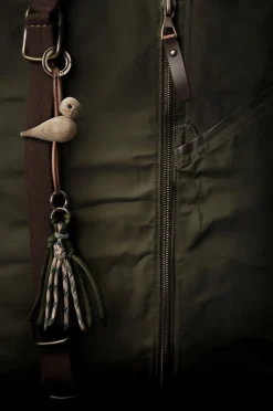 Kay Bojesen Fugl guld nøglering med naturlæder eg Sale