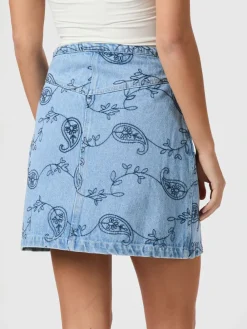 Dame Neo Noir Gabani Embroidery Denim Skirt