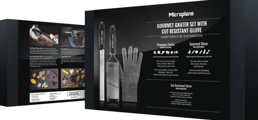Microplane Gavesæt - Premium Zester + Gourmet Slicer + Skæreresistent Best