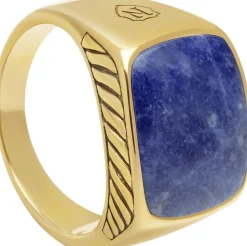 Gentlemen's Gold Signet Ring with Blue Dumortierite><noscript><img width=