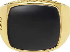 Nialaya Gentlemen's Gold Signet Ring with Black Onyx Gold / black Clearance