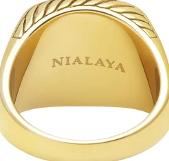 Nialaya Gentlemen's Gold Signet Ring with Black Onyx Gold / black Clearance
