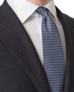 ETON Geometric Print Silk Tie Blå Clearance