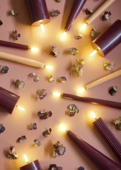 Uyuni Giftbox w. spike, remote, LED cone candle, Wine red, Smooth,