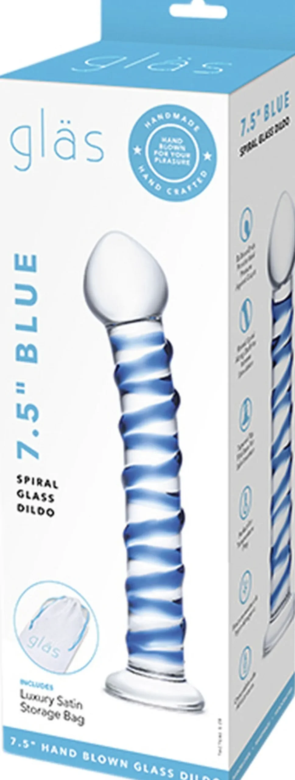 Gläs GLAS - BLUE SPIRAL GLASS DILDO