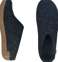 Glerups Tøffel med skindsål M&oslash;rkeblå Outlet