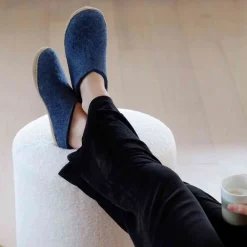 Glerups Tøffel med skindsål M&oslash;rkeblå Outlet