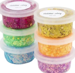 Børn Creativ Company Glitter Clay, 6x20ml.
