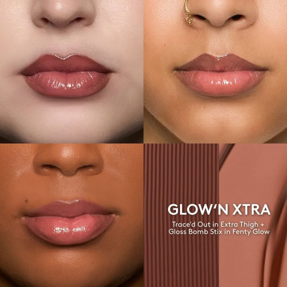 Fenty Beauty by Rihanna Glow'N Xtra - Læbeblyant Trace'd Out og Gloss Bomb Stix