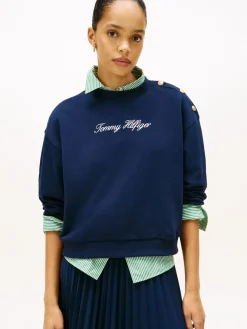 Tommy Hilfiger GOLD BTN SCRIPT TERRY SWTSRT Dark night navy Discount