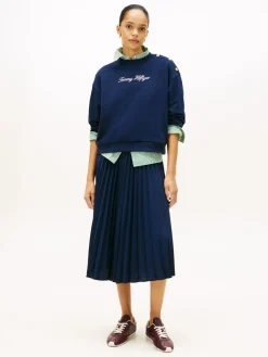 Tommy Hilfiger GOLD BTN SCRIPT TERRY SWTSRT Dark night navy Discount