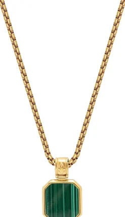 Nialaya Necklace with Square Malachite Pendant Gold Outlet