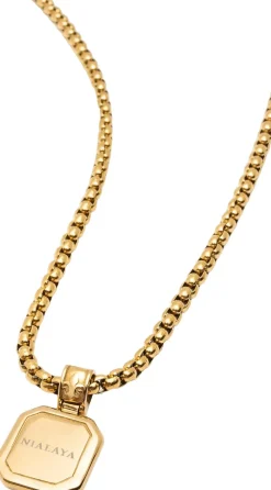 Nialaya Necklace with Square Malachite Pendant Gold Outlet