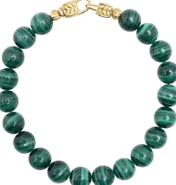 Nialaya Malachite Healing Bracelet with Gold Lock Green Hot