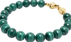 Nialaya Malachite Healing Bracelet with Gold Lock Green Hot