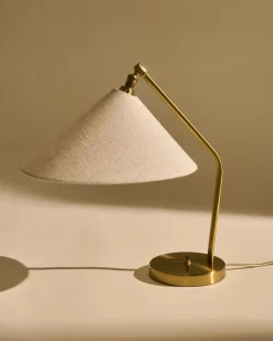 Gräshoppa Table Lamp, Fabric Shade, EU Base: Shiny Brass, Sh>Gubi Discount